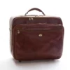 Pilot bag trolley da viaggio in pelle toscana con due scomparti, ruote e tracolla removibile