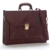 Three-compartment professional briefcase in vegetable-tanned Tuscan leather, rigid construction