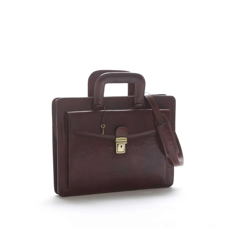 Borsa da Lavoro Piatta Montalcino in pelle toscana, borsa porta documenti rigida, D&D